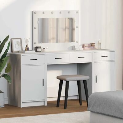 vidaXL Set aus 3 Weiß MDF, Glas Kompakt Frisiertisch Rechteckig White - Beauty & Personal Care vidaXL Set aus 3 Weiß MDF, Glas Kompakt Frisiertisch Rechteckig White - Beauty & Personal Care