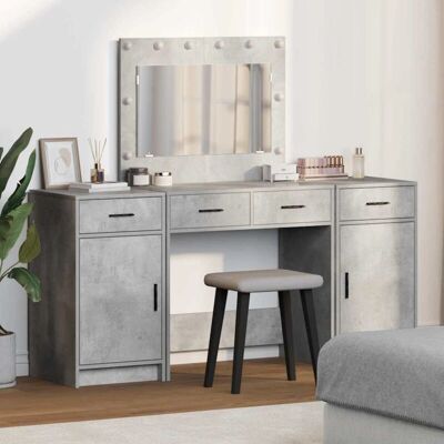 vidaXL Moderne Betonggrijze Make-up Tafel met Spiegel vidaXL Moderne Betonggrijze Make-up Tafel met Spiegel