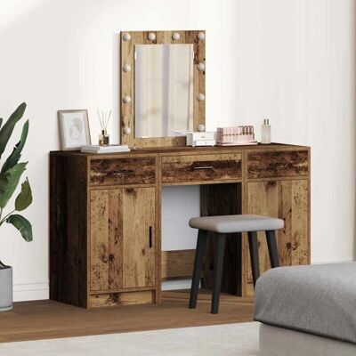 vidaXL Set aus 3 Altholz Holz Kompakt Schminktisch Rechteckig - Schminkkommode vidaXL Set aus 3 Altholz Holz Kompakt Schminktisch Rechteckig - Schminkkommode