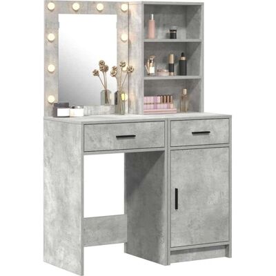 Vidaxl - Modern Gray Wooden LED Dressing Table Vidaxl - Modern Gray Wooden LED Dressing Table