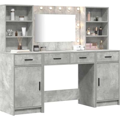 Vidaxl Modern Grijs Beton MDF Kaptafel Set - Slaapkameropslag Vidaxl Modern Grijs Beton MDF Kaptafel Set - Slaapkameropslag