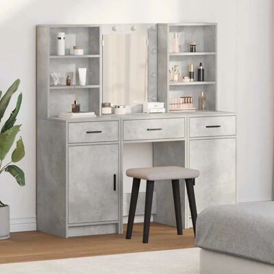 Vidaxl Conjunto de tocador moderno en gris concreto y madera - Vanity Set Vidaxl Conjunto de tocador moderno en gris concreto y madera - Vanity Set