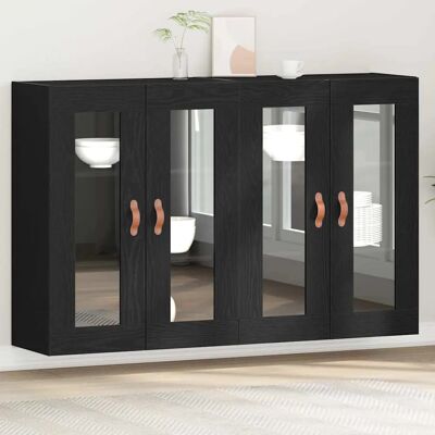 Vidaxl Wandmontiertes Eichenschrank-Set - Modernes Schwarz Vidaxl Wandmontiertes Eichenschrank-Set - Modernes Schwarz