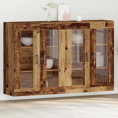 Vidaxl Schwarzes 2-teiliges Wandmontiertes Holzschrank-Set Vidaxl Schwarzes 2-teiliges Wandmontiertes Holzschrank-Set