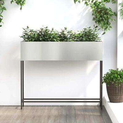 vidaXL Stalen plantenbak - 100 x 26 x 82 cm - Zilver - Plantenbak vidaXL Stalen plantenbak - 100 x 26 x 82 cm - Zilver - Plantenbak