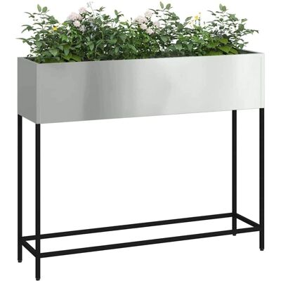 vidaXL Steel Plant Container - 100 x 26 x 82 cm - Silver - Plant Container vidaXL Steel Plant Container - 100 x 26 x 82 cm - Silver - Plant Container
