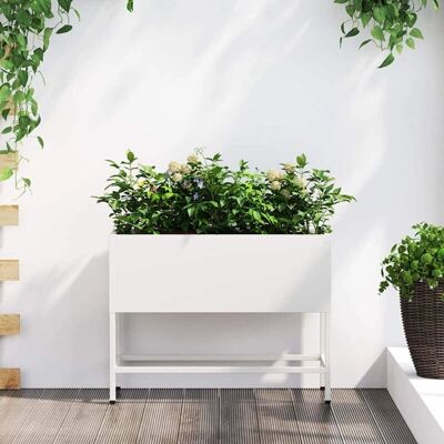 vidaXL Pflanzkübel Weiß Metall 60 x 26 x 45 cm Rechteckig vidaXL Pflanzkübel Weiß Metall 60 x 26 x 45 cm Rechteckig