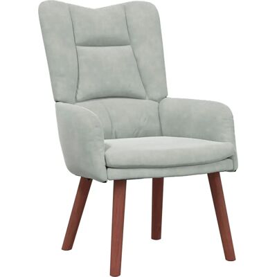 vidaXL Fauteuil Relax Velours Gris Clair - Armchair vidaXL Fauteuil Relax Velours Gris Clair - Armchair