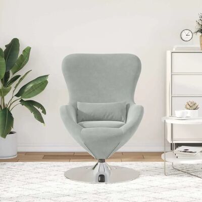 Fauteuil œuf en velours gris clair Vidaxl - Fauteuil - Publicité Fauteuil œuf en velours gris clair Vidaxl - Fauteuil - Publicité