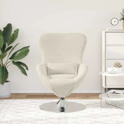 Fauteuil Rond Pivotant en Velours Crème VidaXL - Publicité Fauteuil Rond Pivotant en Velours Crème VidaXL - Publicité