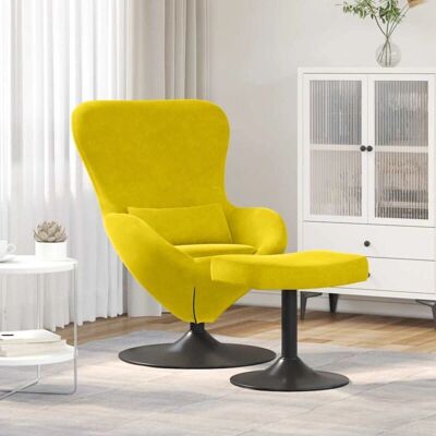 Vidaxl Geel Velvet Fauteuil met Verstelbare Voetsteun - Fauteuil Vidaxl Geel Velvet Fauteuil met Verstelbare Voetsteun - Fauteuil