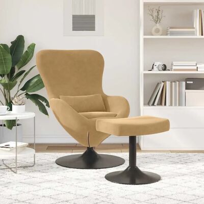 Vidaxl Brauner Samt-Sessel mit Fußstütze - Sessel Vidaxl Brauner Samt-Sessel mit Fußstütze - Sessel
