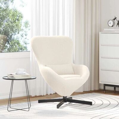 Fauteuil Œuf en Tissu Crème - Vidaxl - Publicité Fauteuil Œuf en Tissu Crème - Vidaxl - Publicité