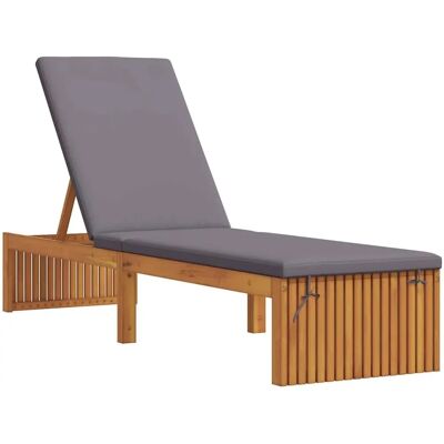vidaXL - Liegestuhl mit Kissen Grau, Massivholz, UV-beständig - Liege vidaXL - Liegestuhl mit Kissen Grau, Massivholz, UV-beständig - Liege