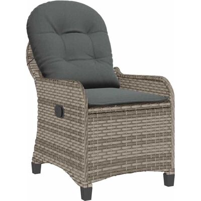 Vidaxl Grauer Rattan-Recliner mit Kissen Vidaxl Grauer Rattan-Recliner mit Kissen