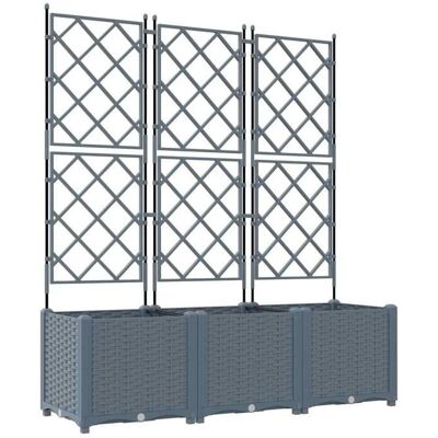 vidaXL Garden Planter with Grid 3 pcs Light Gray 120x40x143 cm vidaXL Garden Planter with Grid 3 pcs Light Gray 120x40x143 cm