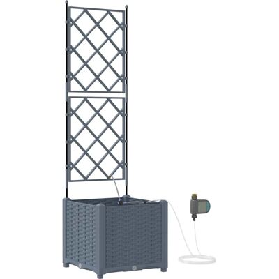 VidaXL Light Gray Rattan Self-Watering Plant Pot - Plant Pot VidaXL Light Gray Rattan Self-Watering Plant Pot - Plant Pot