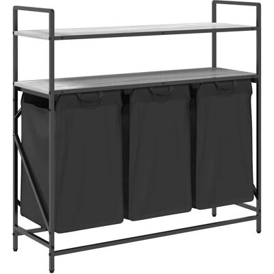 Vidaxl Sort Stål Tøjkurv med 3 Rum & Grey Sonoma Hylder - Tøjkurv Vidaxl Sort Stål Tøjkurv med 3 Rum & Grey Sonoma Hylder - Tøjkurv