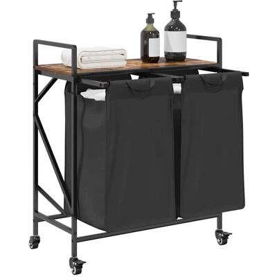 vidaXL Wäschekorb mit Regalen - 2 Fächer Rökfärgad ek - Laundry Basket vidaXL Wäschekorb mit Regalen - 2 Fächer Rökfärgad ek - Laundry Basket