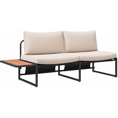 vidaXL Taupe Gartenmöbel - Stabiles schwarzes Metallgestell - Platz für Drei vidaXL Taupe Gartenmöbel - Stabiles schwarzes Metallgestell - Platz für Drei