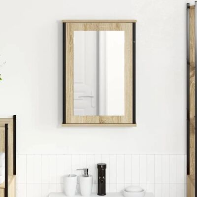 vidaXL Wandmontiertes Badezimmer-Schranksystem - Natur Eiche / Schwarz - Drei Fächer vidaXL Wandmontiertes Badezimmer-Schranksystem - Natur Eiche / Schwarz - Drei Fächer