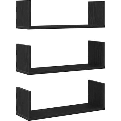 vidaXL Wandregale 3 Stk. Schwarz Eichen-Optik 58x18x18cm Holzwerkstoff - Wandregal vidaXL Wandregale 3 Stk. Schwarz Eichen-Optik 58x18x18cm Holzwerkstoff - Wandregal