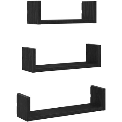 vidaXL Wandregale 3 Stk. Schwarz Eichen-Optik Holzwerkstoff - Wandregal vidaXL Wandregale 3 Stk. Schwarz Eichen-Optik Holzwerkstoff - Wandregal