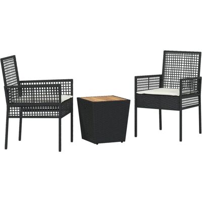 Vidaxl Black Poly Rattan Garden Bistro Set - 3 Pieces Vidaxl Black Poly Rattan Garden Bistro Set - 3 Pieces