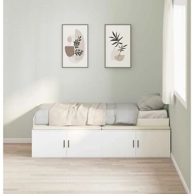 VidaXL - Bettgestell mit Stauraum Weiß 90x200 cm - Bettrahmen VidaXL - Bettgestell mit Stauraum Weiß 90x200 cm - Bettrahmen