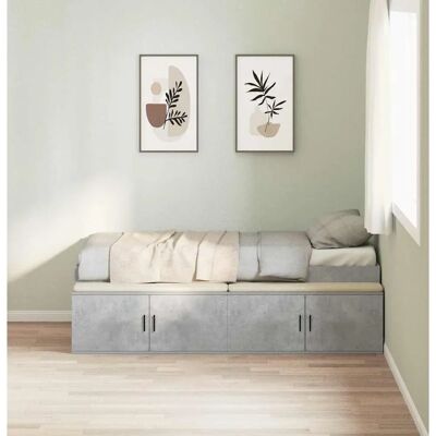 vidaXL Graue Bettrahmen aus Beton - Stauraum - Modernes Design vidaXL Graue Bettrahmen aus Beton - Stauraum - Modernes Design