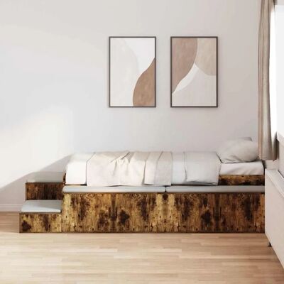 Vidaxl Storage Bed Frame - Rustic Oak - 100x200 cm Vidaxl Storage Bed Frame - Rustic Oak - 100x200 cm