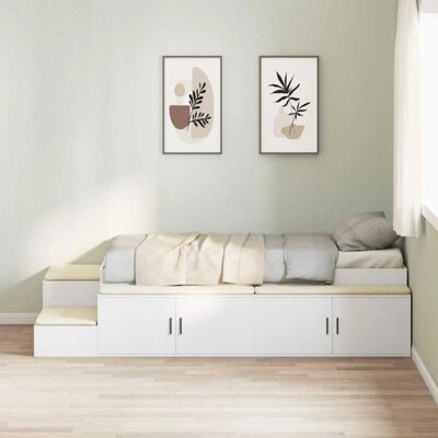 Vidaxl Witte Opbergbed met Compartimenten Vidaxl Witte Opbergbed met Compartimenten