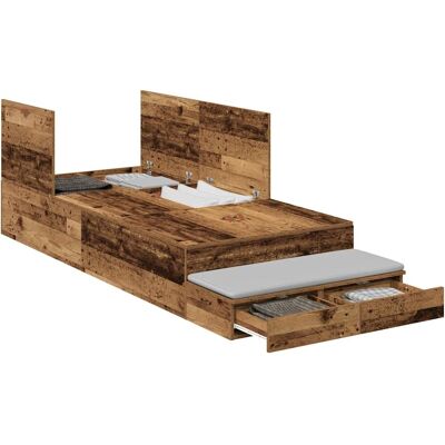 VidaXL Opbergbed Frame - Oud Hout - 100x200 cm VidaXL Opbergbed Frame - Oud Hout - 100x200 cm