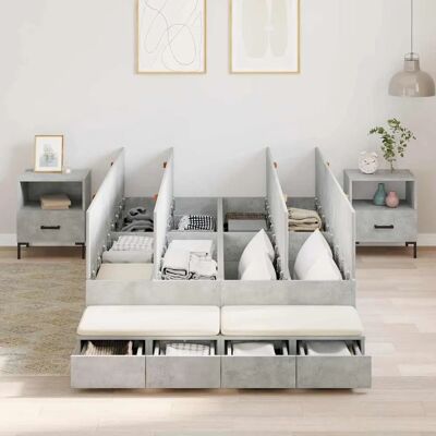 Vidaxl Beton Grijs 120x200 Bedframe - Opbergruimte & Modern Ontwerp Vidaxl Beton Grijs 120x200 Bedframe - Opbergruimte & Modern Ontwerp