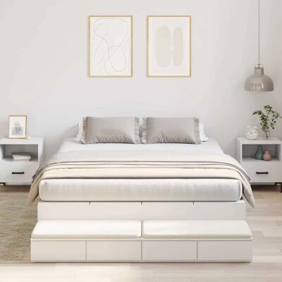 Vidaxl Wit Bedframe met Opbergruimte - Bedframe Vidaxl Wit Bedframe met Opbergruimte - Bedframe