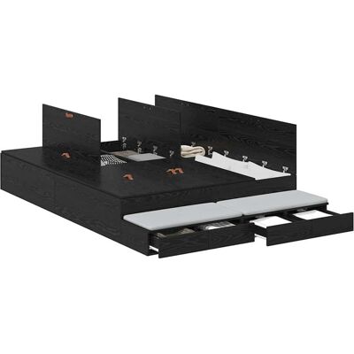 Vidaxl Opbergbedframe - Modern, Zwart Eiken, 150x200 cm Vidaxl Opbergbedframe - Modern, Zwart Eiken, 150x200 cm