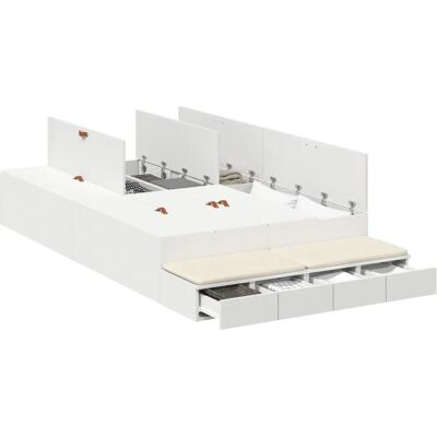 Lit de rangement blanc Vidaxl 120x190cm - Mobilier chambre - Publicité Lit de rangement blanc Vidaxl 120x190cm - Mobilier chambre - Publicité