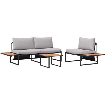 vidaXL Set aus 2 Hellgrau Outdoor Sofa Wetterfester Polyester - Outdoor Sofa vidaXL Set aus 2 Hellgrau Outdoor Sofa Wetterfester Polyester - Outdoor Sofa