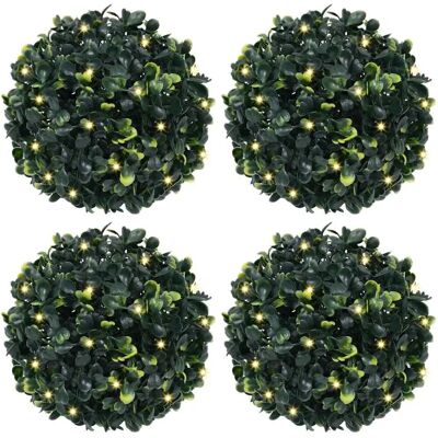 vidaXL Künstliche Buchsbaumkugeln mit LED-Leuchten 4 Stück Grün 12 cm - Künstliche Buchsbaumkugeln vidaXL Künstliche Buchsbaumkugeln mit LED-Leuchten 4 Stück Grün 12 cm - Künstliche Buchsbaumkugeln