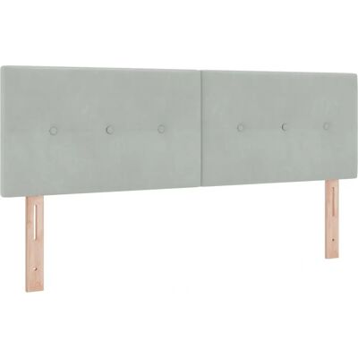 vidaXL Hoofdbord Lichtgrijs Fluweel 160 cm - Hoofdbord vidaXL Hoofdbord Lichtgrijs Fluweel 160 cm - Hoofdbord
