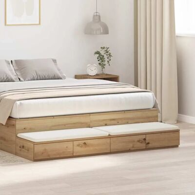 Vidaxl - Mesa de Noche Roble Artesanal - Oak wood - Three drawers - Bedside table - Publicité Vidaxl - Mesa de Noche Roble Artesanal - Oak wood - Three drawers - Bedside table - Publicité