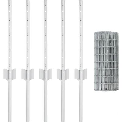 vidaXL Eurozaun mit 5 U-Pfosten Silber - 10 Meter Stahlzaun vidaXL Eurozaun mit 5 U-Pfosten Silber - 10 Meter Stahlzaun