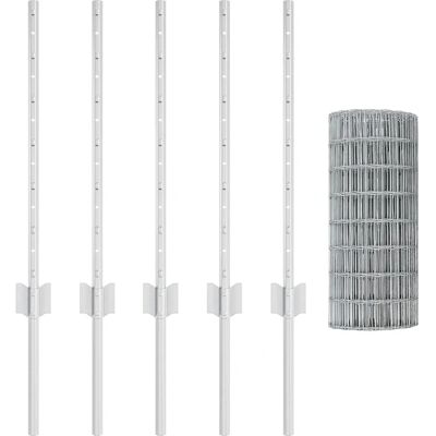 vidaXL Eurozaun mit 5 U-Pfosten Silber 0,6x10 m Stahl - Zaun vidaXL Eurozaun mit 5 U-Pfosten Silber 0,6x10 m Stahl - Zaun