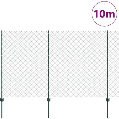 vidaXL Gartenzaun - 10 Pfosten Grün 1.6x10 m Robuster Stahl UV-beständig Vielseitig Leicht zu installieren vidaXL Gartenzaun - 10 Pfosten Grün 1.6x10 m Robuster Stahl UV-beständig Vielseitig Leicht zu installieren