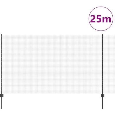 vidaXL Spijlenhek in Grijs met 22 Palen 1.4x25 m vidaXL Spijlenhek in Grijs met 22 Palen 1.4x25 m