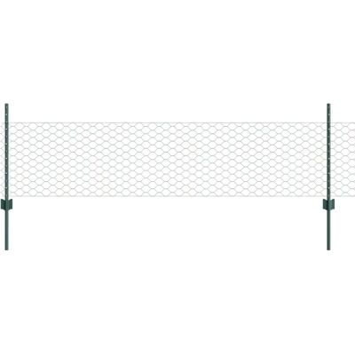 vidaXL Grünes Stahlzaunpfosten-Set - 11 Stück, 80cm, Sechsecknetz, Gartenzäune vidaXL Grünes Stahlzaunpfosten-Set - 11 Stück, 80cm, Sechsecknetz, Gartenzäune