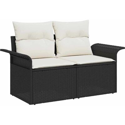 Vidaxl Gartensofa 2-Sitzer Schwarz & Creme - Gartenmöbel Vidaxl Gartensofa 2-Sitzer Schwarz & Creme - Gartenmöbel