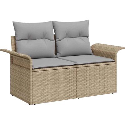 Vidaxl Gartensofa 2-Sitzer Beige Mit Stauraum & Kissen Vidaxl Gartensofa 2-Sitzer Beige Mit Stauraum & Kissen