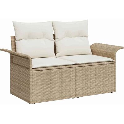 Vidaxl Gartensofa 2-Sitzer Beige Stauraum Kissen Vidaxl Gartensofa 2-Sitzer Beige Stauraum Kissen