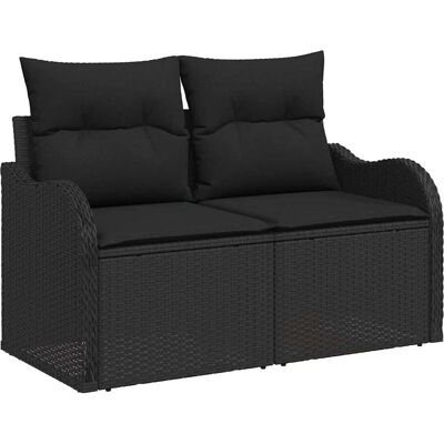 Canapé de Jardin 2 Places de Vidaxl avec Rangement et Coussins Noirs - Publicité Canapé de Jardin 2 Places de Vidaxl avec Rangement et Coussins Noirs - Publicité